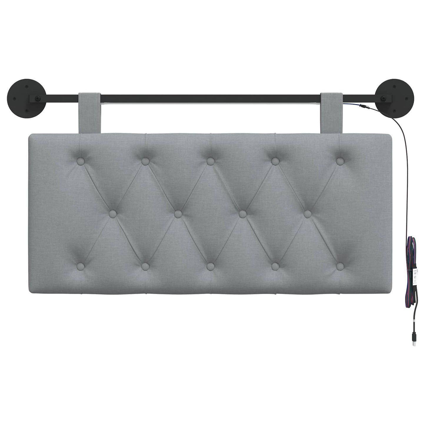 Hangend hoofdbord Met LED-verlichting Lichtgrijs Stof