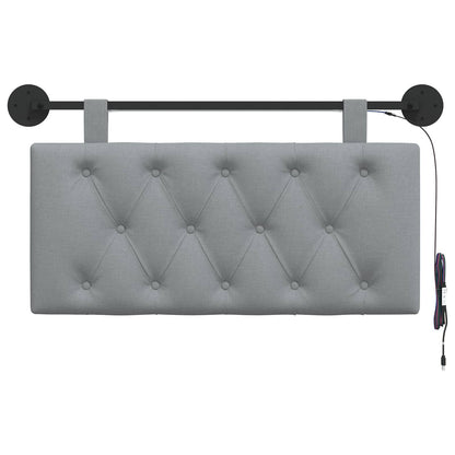 Hangend hoofdbord Met LED-verlichting Lichtgrijs Stof