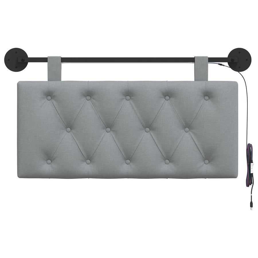 Hangend hoofdbord Met LED-verlichting Lichtgrijs Stof