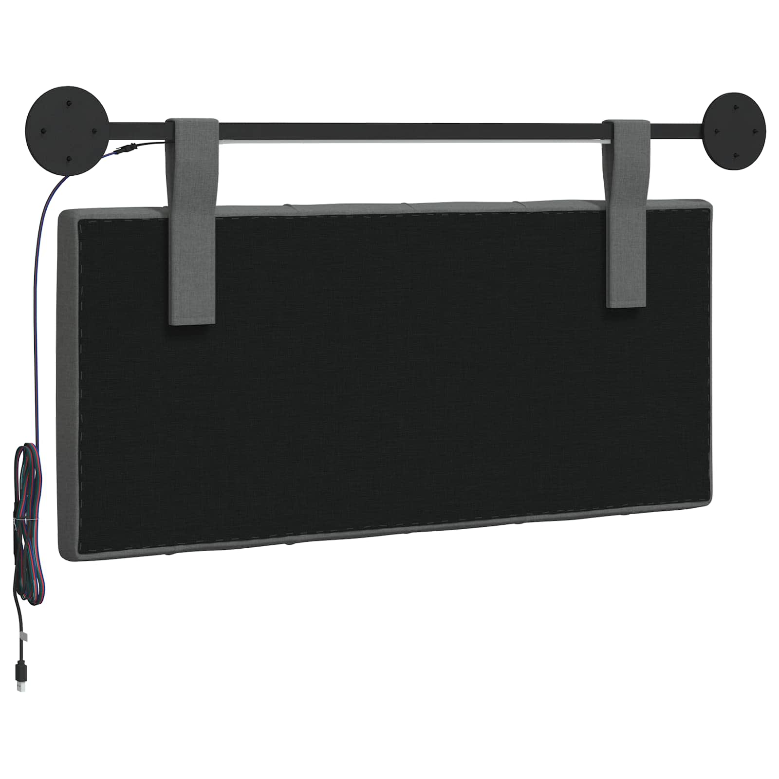Hangend hoofdbord Met LED-verlichting Donkergrijs Stof