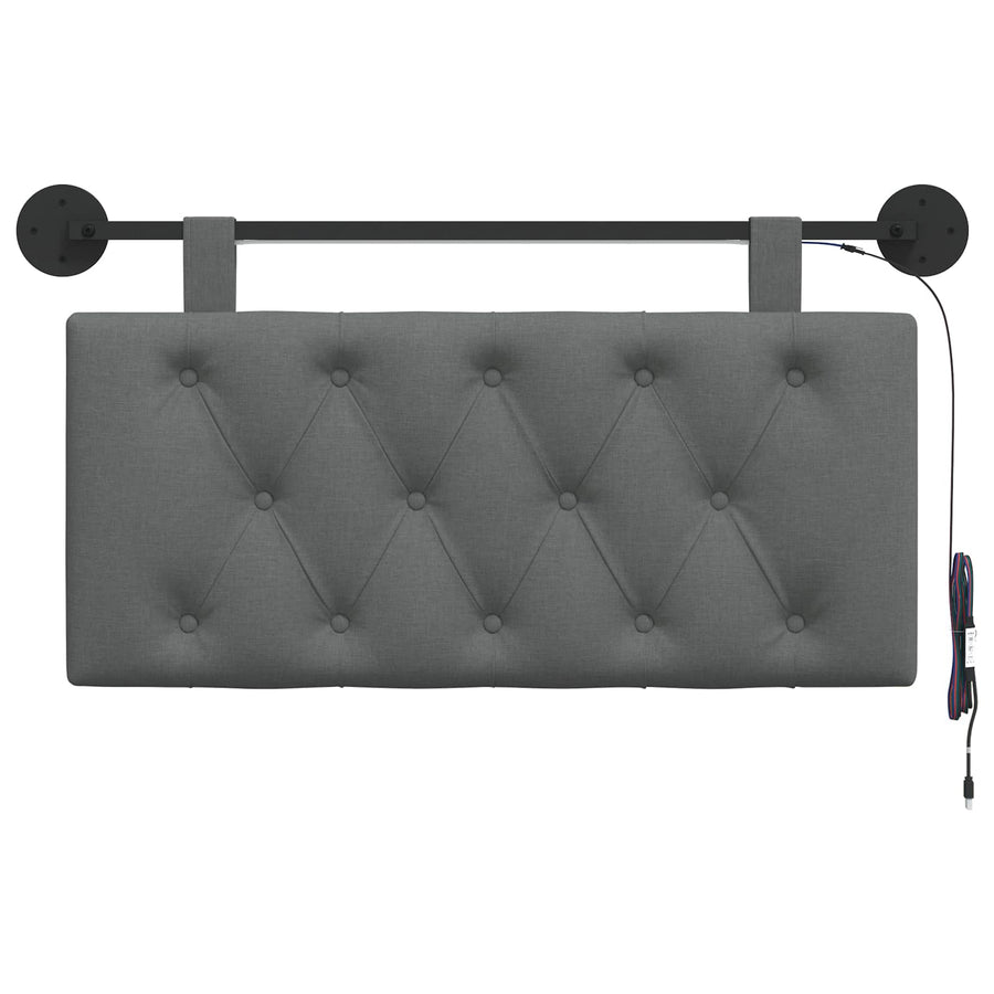 Hangend hoofdbord Met LED-verlichting Donkergrijs Stof