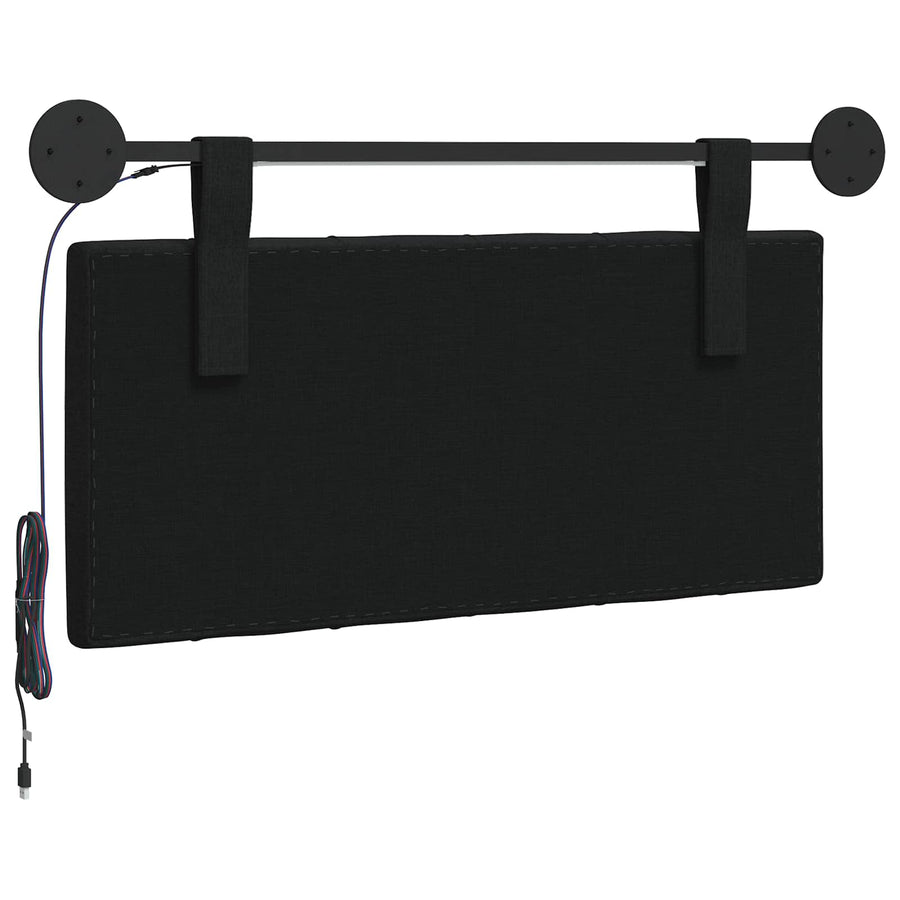 Hangend hoofdbord Met LED-verlichting Zwart Stof