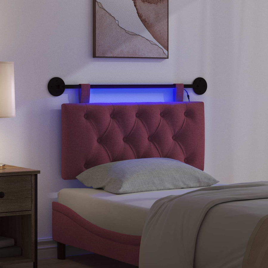 Hangend hoofdbord Met LED-verlichting Wijnrood Stof