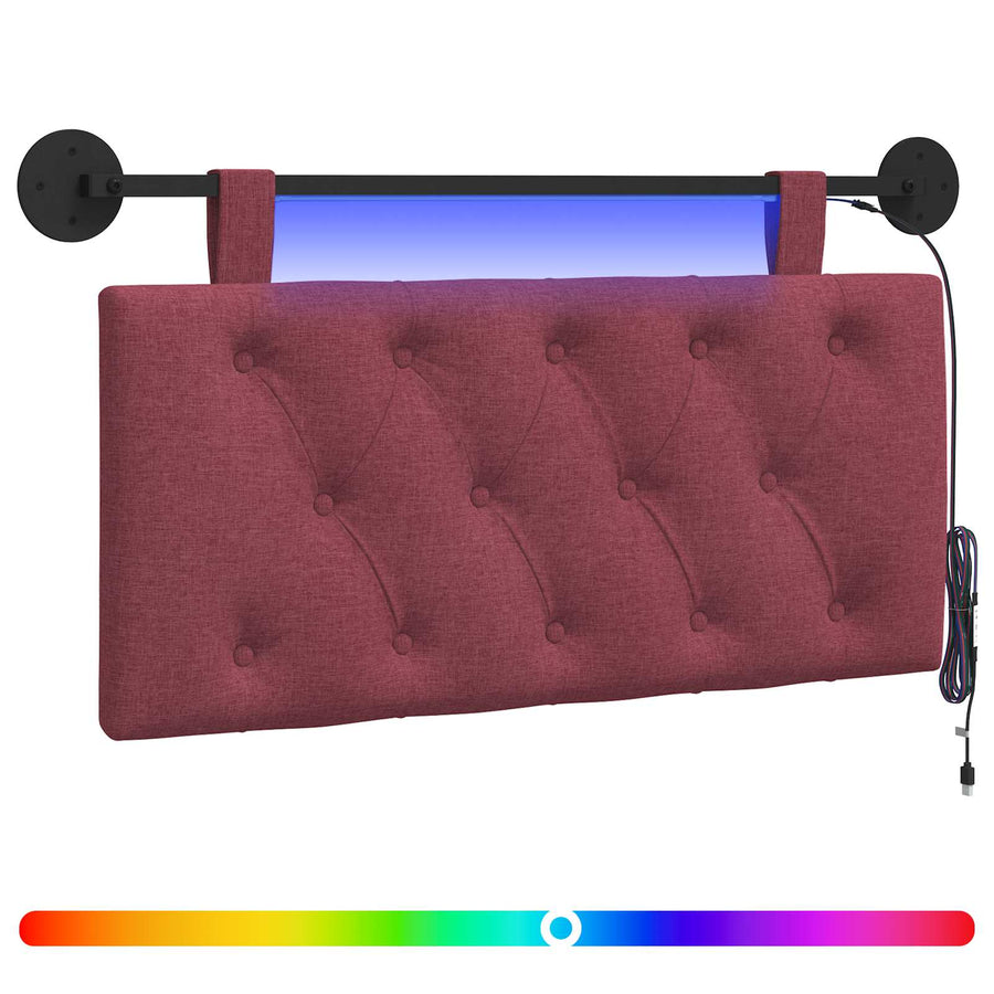 Hangend hoofdbord Met LED-verlichting Wijnrood Stof
