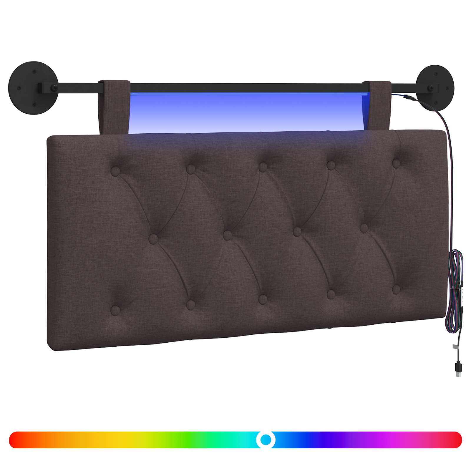 Hangend hoofdbord Met LED-verlichting Donkerbruin Stof