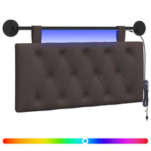 Hangend hoofdbord Met LED-verlichting Donkerbruin Stof