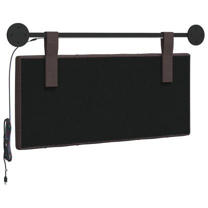 Hangend hoofdbord Met LED-verlichting Donkerbruin Stof