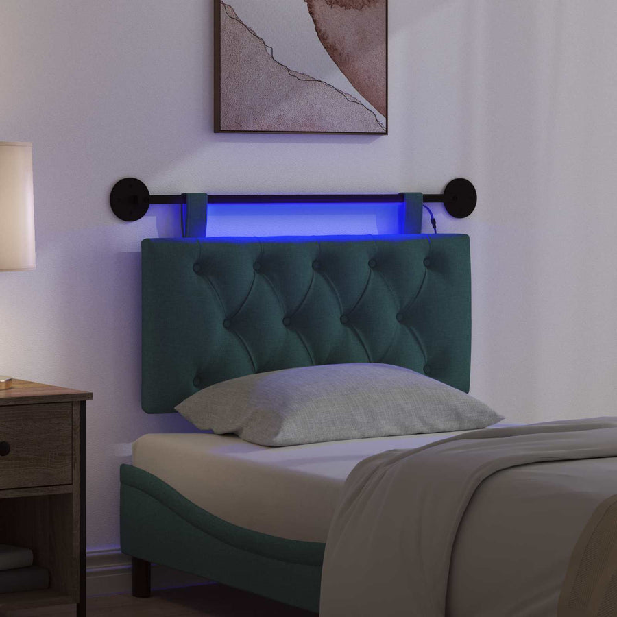 Hangend hoofdbord Met LED-verlichting Donkergroen Stof