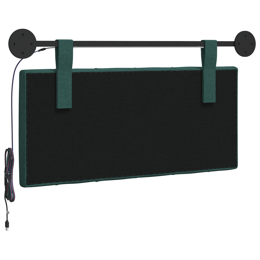 Hangend hoofdbord Met LED-verlichting Donkergroen Stof