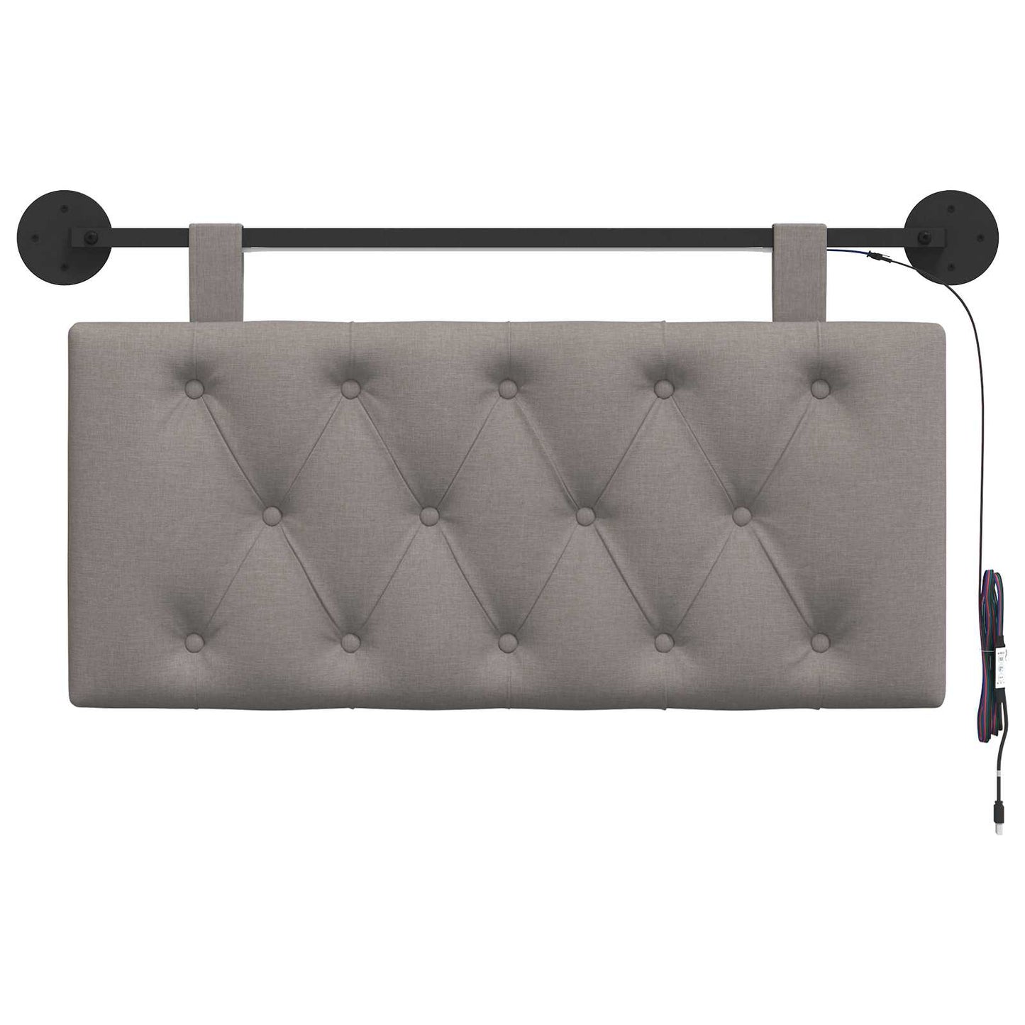 Hangend hoofdbord Met LED-verlichting Taupe Stof