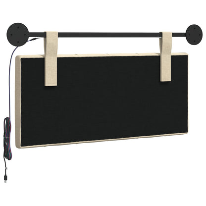 Hangend hoofdbord Met LED-verlichting Crèmekleurig Stof