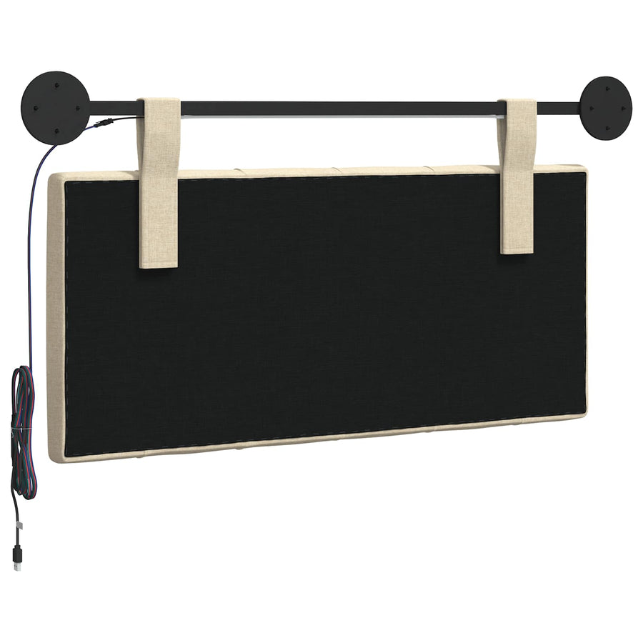Hangend hoofdbord Met LED-verlichting Crèmekleurig Stof