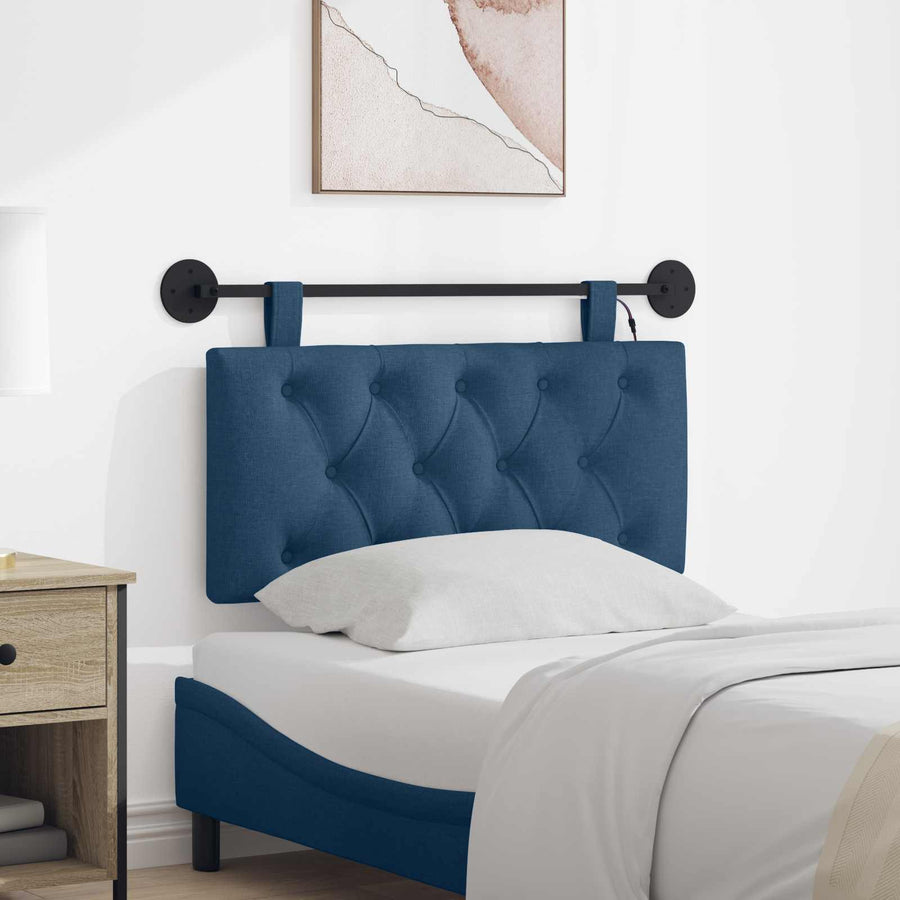 Hangend hoofdbord Met LED-verlichting Blauw Stof