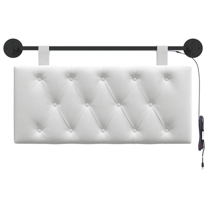 Hangend hoofdbord Met LED-verlichting Wit Stof
