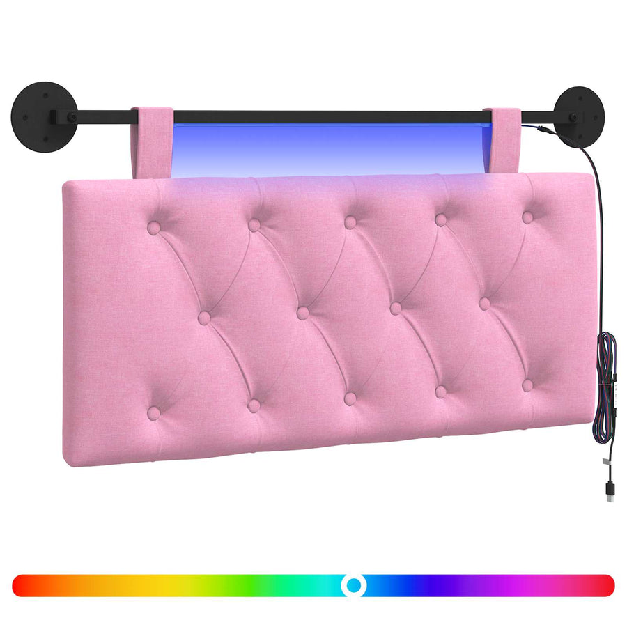 Hangend hoofdbord Met LED-verlichting Roze Stof