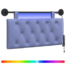 Hangend hoofdbord Met LED-verlichting Jeans Blauw Stof