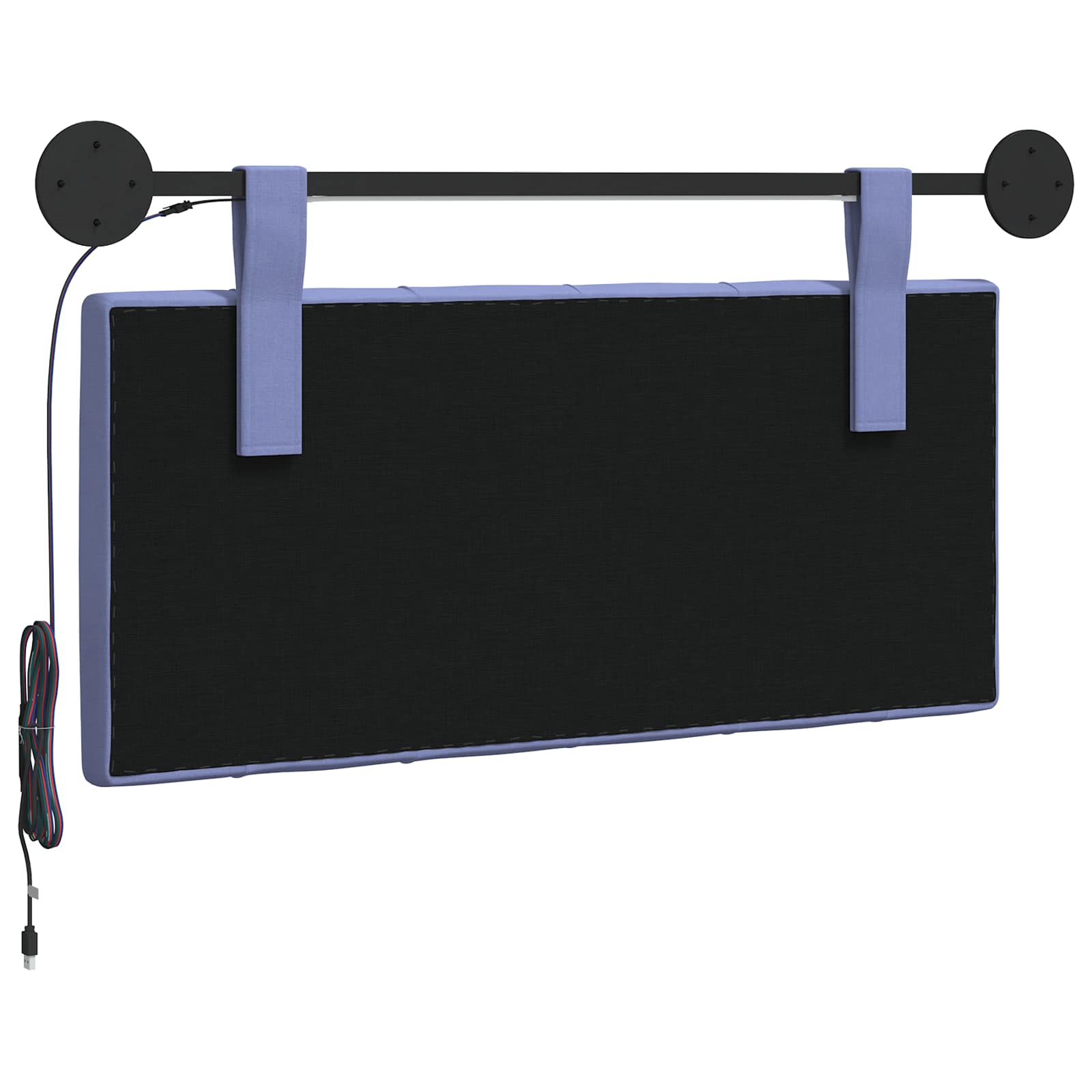 Hangend hoofdbord Met LED-verlichting Jeans Blauw Stof