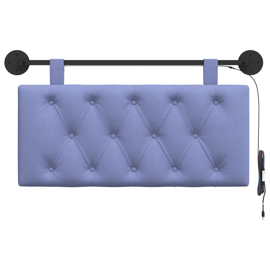 Hangend hoofdbord Met LED-verlichting Jeans Blauw Stof