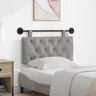 Hanging Headboard With LED Lighting Light Grey Velvet