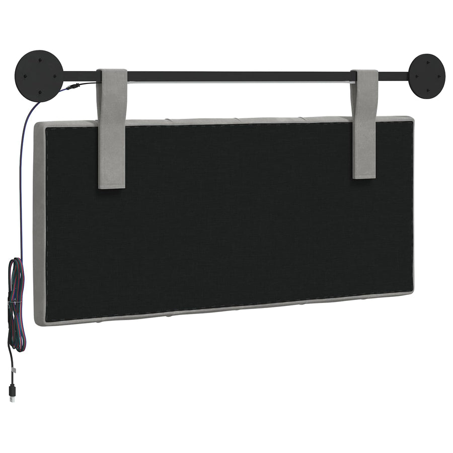 Hangend hoofdbord Met LED-verlichting Lichtgrijs Fluweel