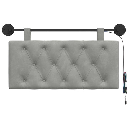 Hangend hoofdbord Met LED-verlichting Lichtgrijs Fluweel