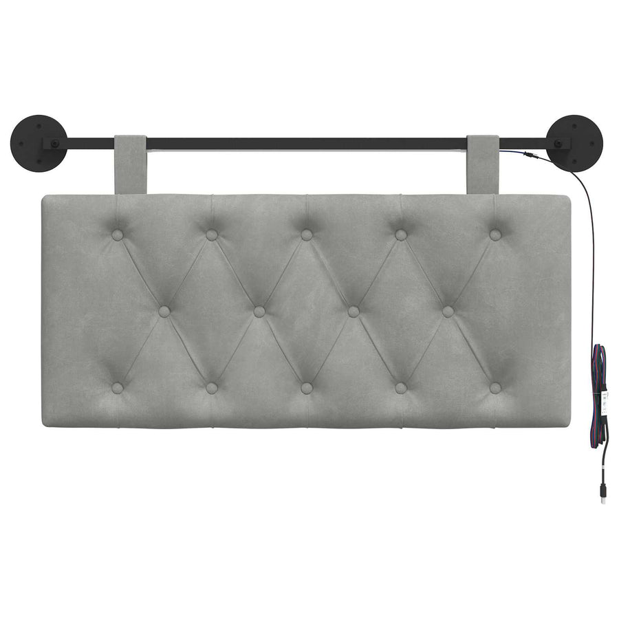 Hangend hoofdbord Met LED-verlichting Lichtgrijs Fluweel