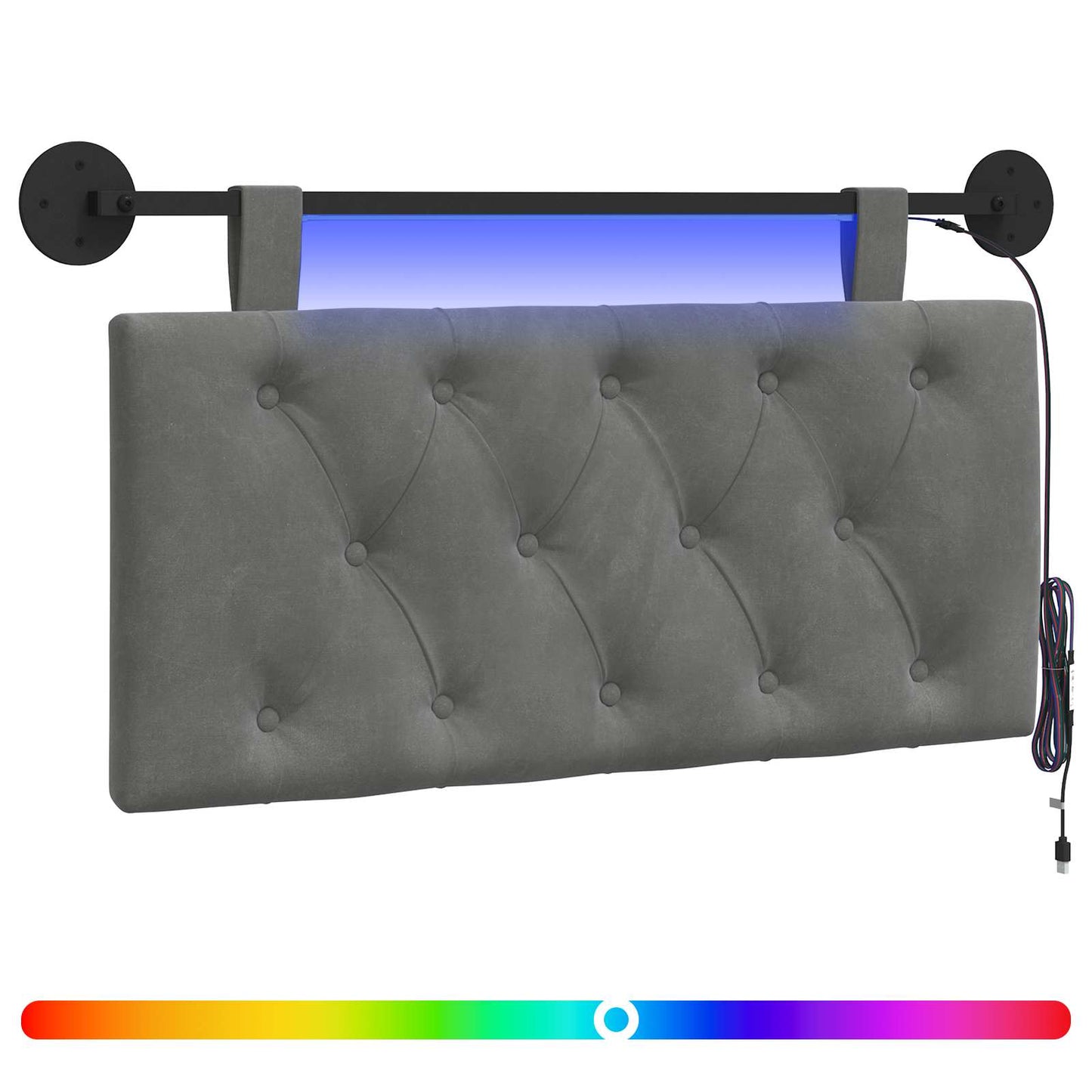 Hangend hoofdbord Met LED-verlichting Donkergrijs Fluweel