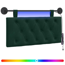 Hangend hoofdbord Met LED-verlichting Donkergroen Fluweel