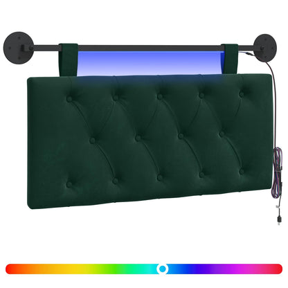 Hangend hoofdbord Met LED-verlichting Donkergroen Fluweel