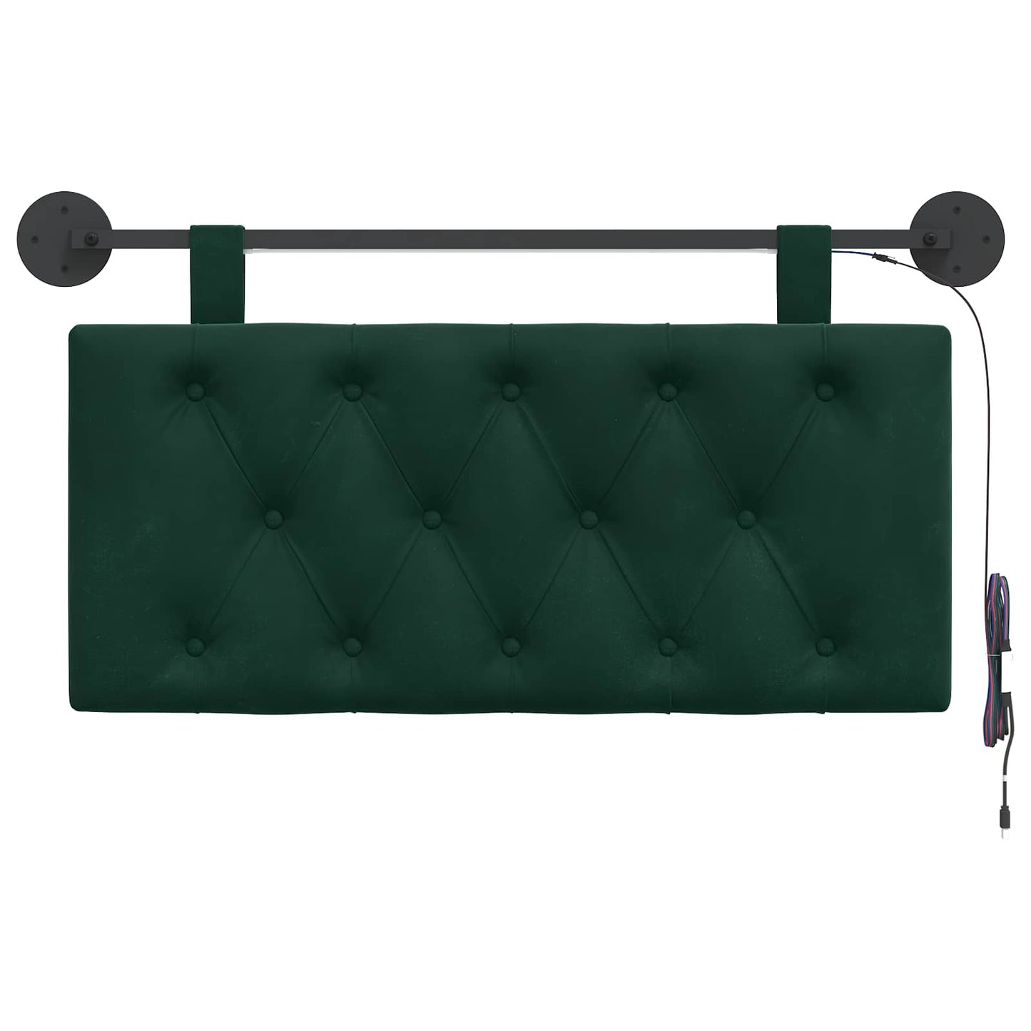 Hangend hoofdbord Met LED-verlichting Donkergroen Fluweel