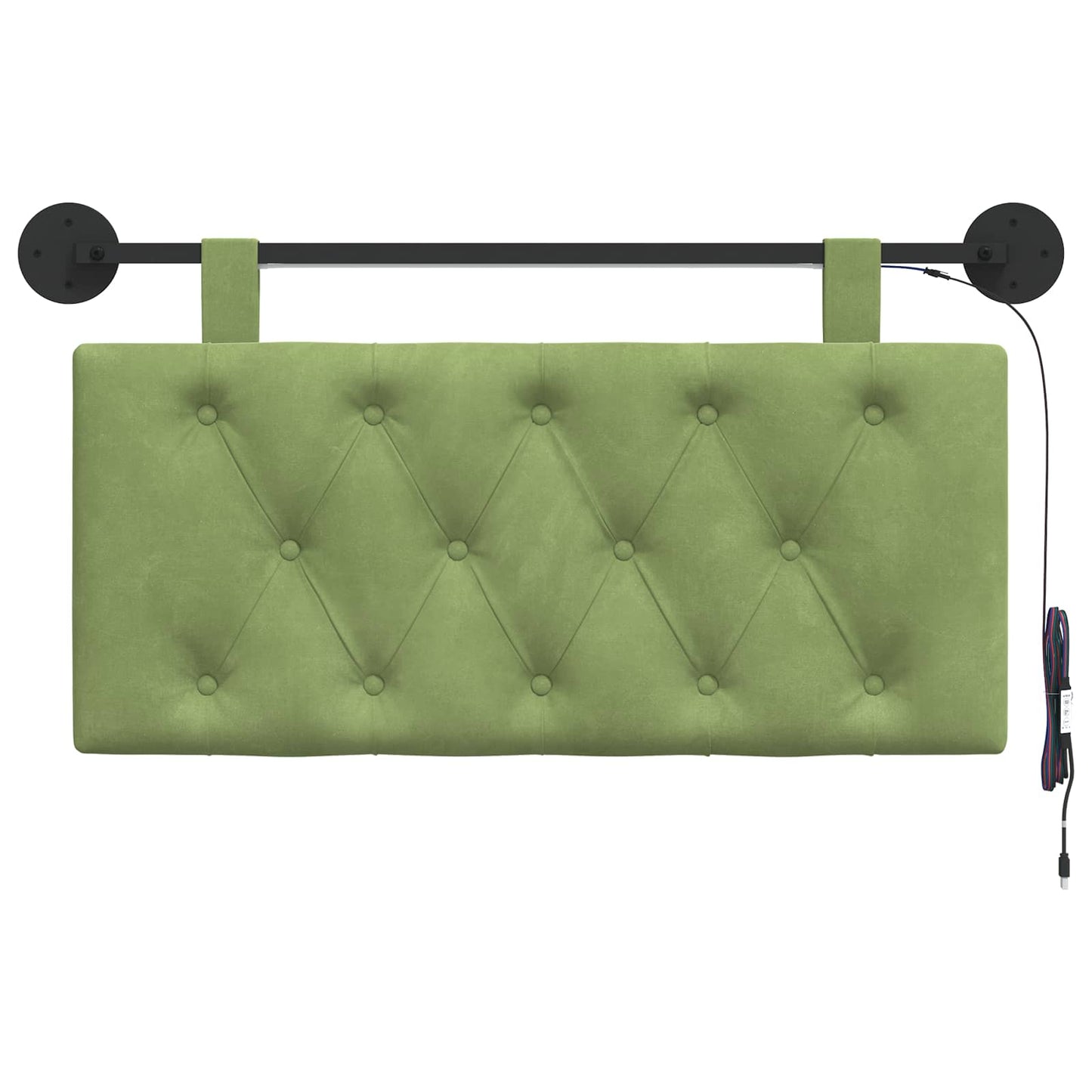 Hangend hoofdbord Met LED-verlichting Lichtgroen Fluweel