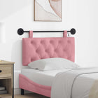 Hanging Headboard With LED Lighting Pink Velvet