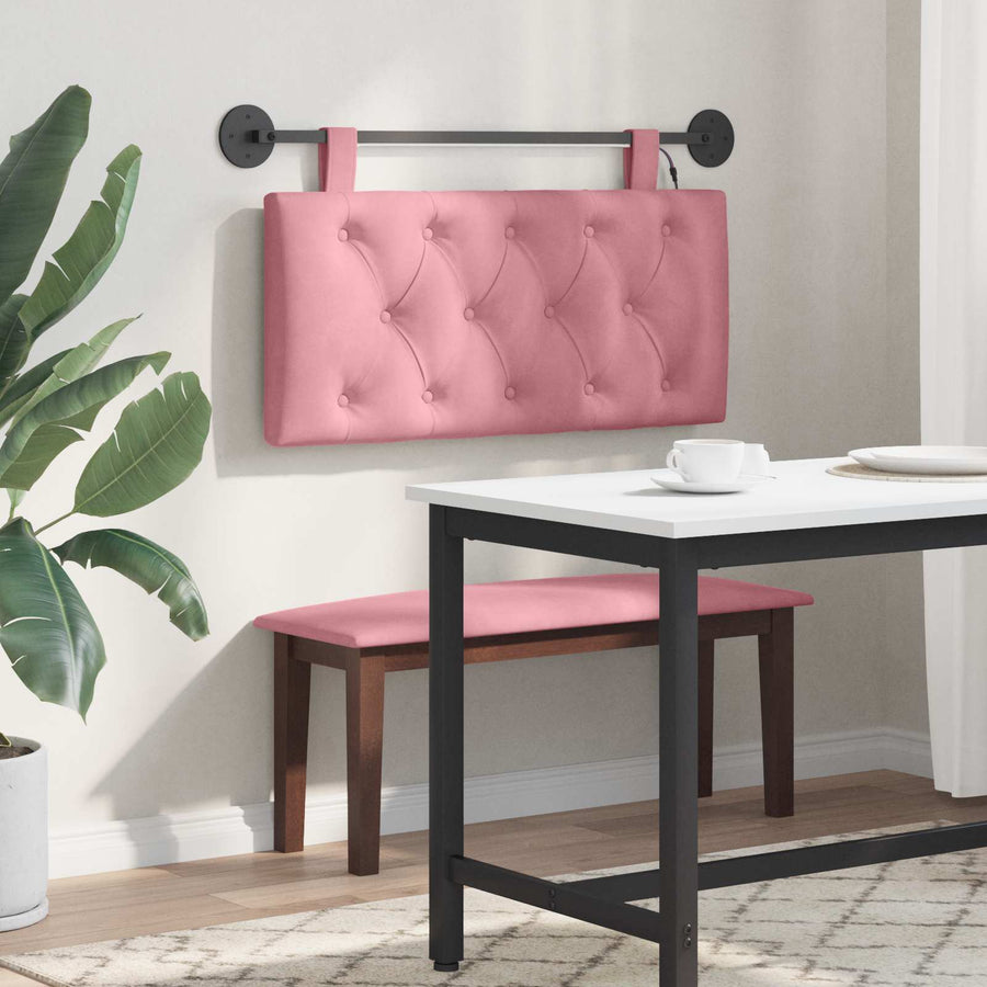Hangend hoofdbord Met LED-verlichting Roze Fluweel