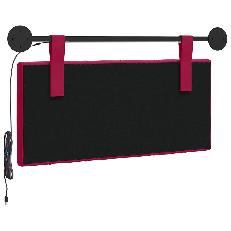 Hangend hoofdbord Met LED-verlichting Wijnrood Fluweel
