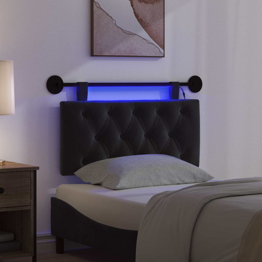 Hangend hoofdbord Met LED-verlichting Zwart Fluweel