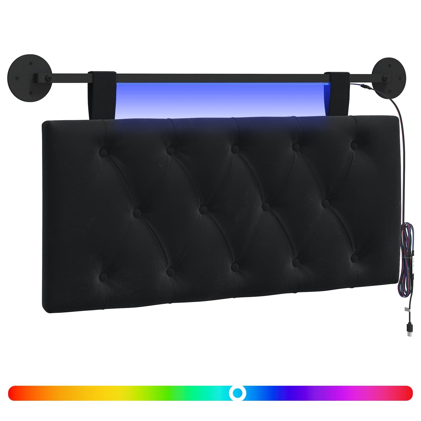 Hangend hoofdbord Met LED-verlichting Zwart Fluweel