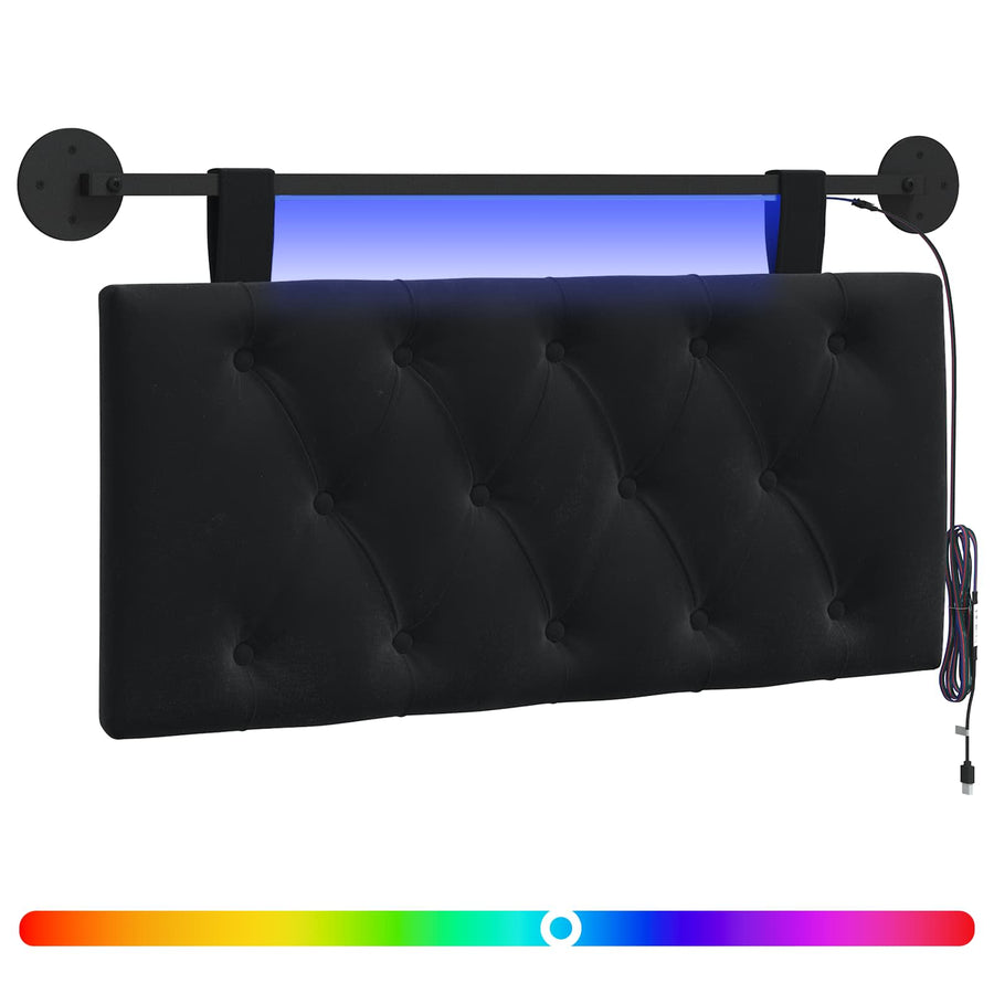 Hangend hoofdbord Met LED-verlichting Zwart Fluweel