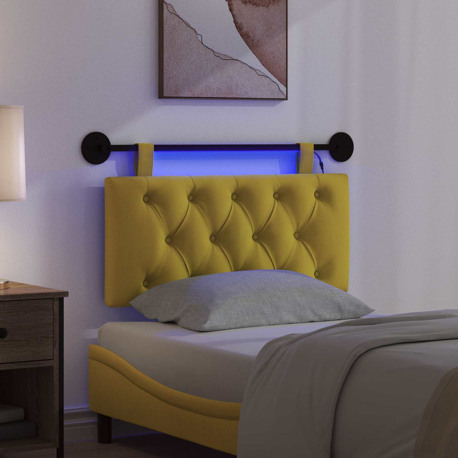 Hangend hoofdbord Met LED-verlichting Geel Fluweel