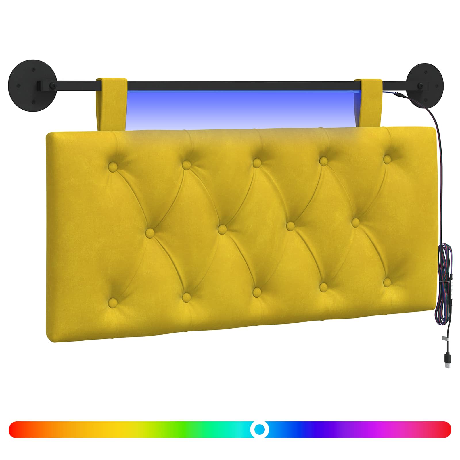 Hangend hoofdbord Met LED-verlichting Geel Fluweel