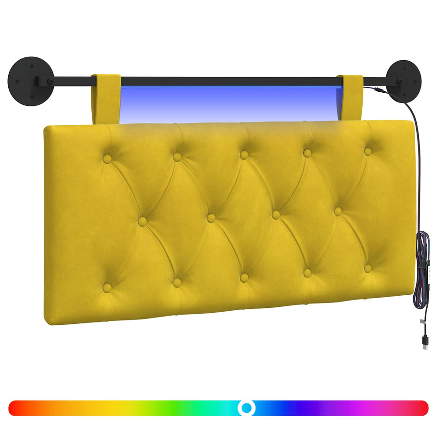 Hangend hoofdbord Met LED-verlichting Geel Fluweel