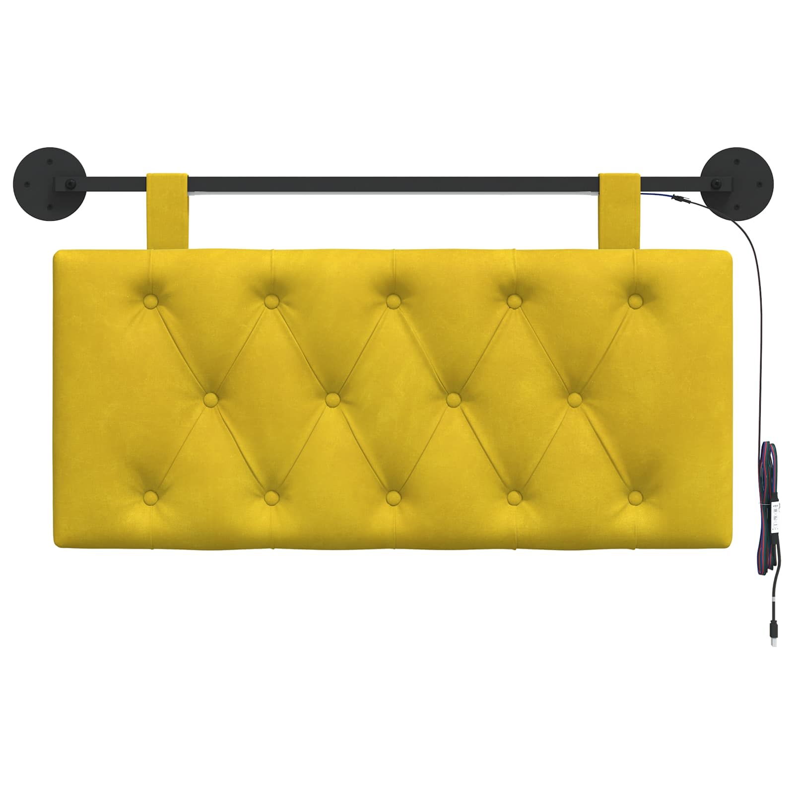Hangend hoofdbord Met LED-verlichting Geel Fluweel