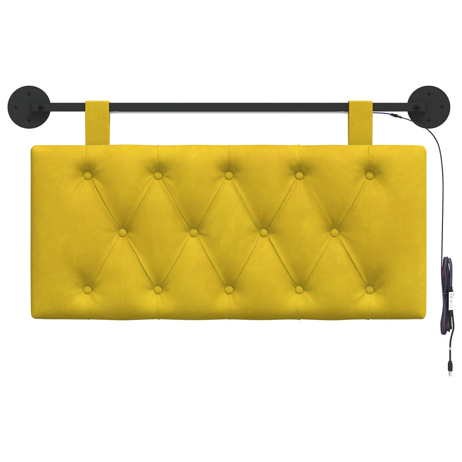 Hangend hoofdbord Met LED-verlichting Geel Fluweel