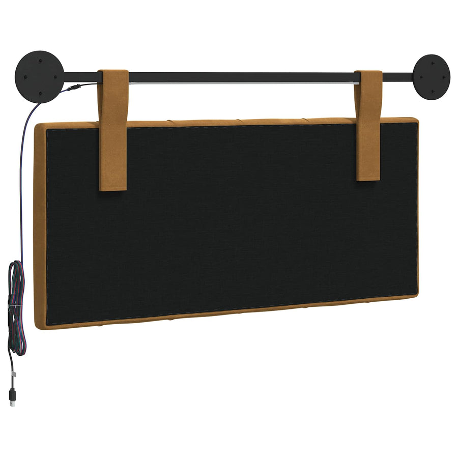 Hangend hoofdbord Met LED-verlichting Bruin Fluweel