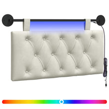 Hangend hoofdbord Met LED-verlichting Crèmekleurig Fluweel
