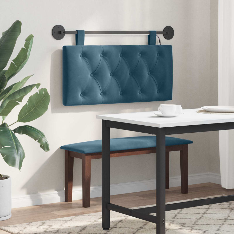 Hangend hoofdbord Met LED-verlichting Blauw Fluweel