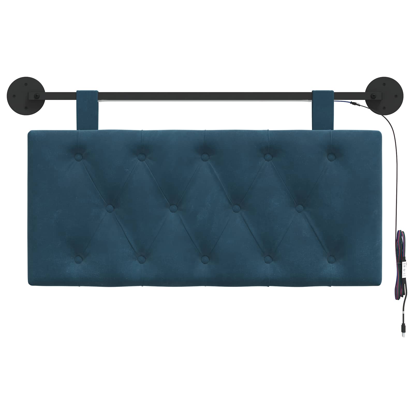 Hangend hoofdbord Met LED-verlichting Blauw Fluweel