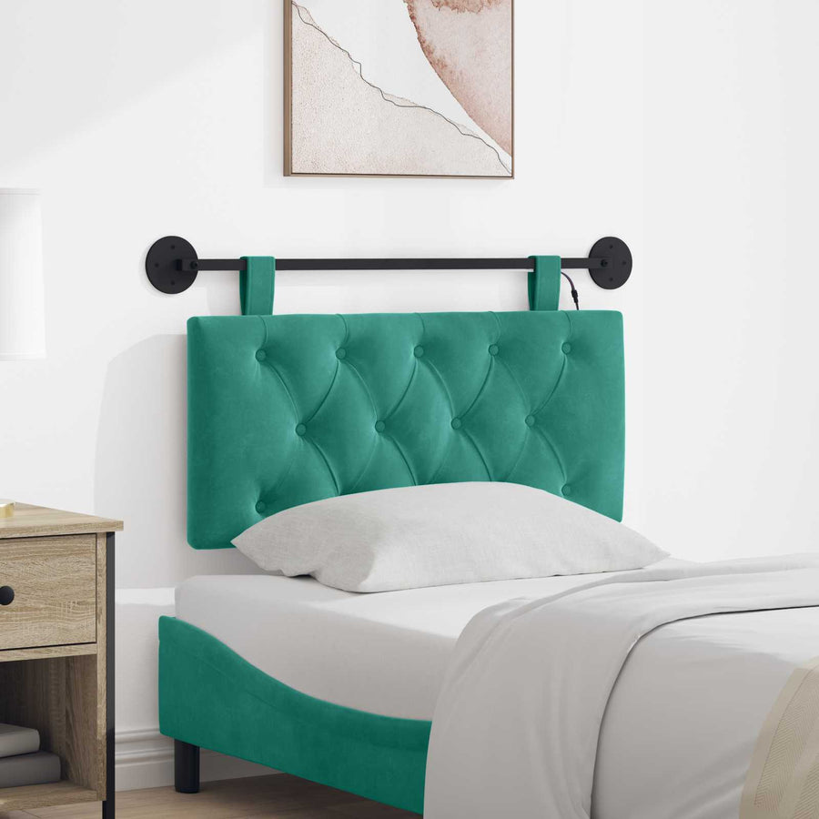 Hangend hoofdbord Met LED-verlichting Turquoise Fluweel