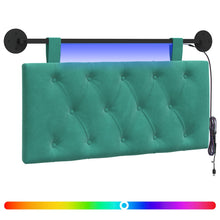 Hangend hoofdbord Met LED-verlichting Turquoise Fluweel
