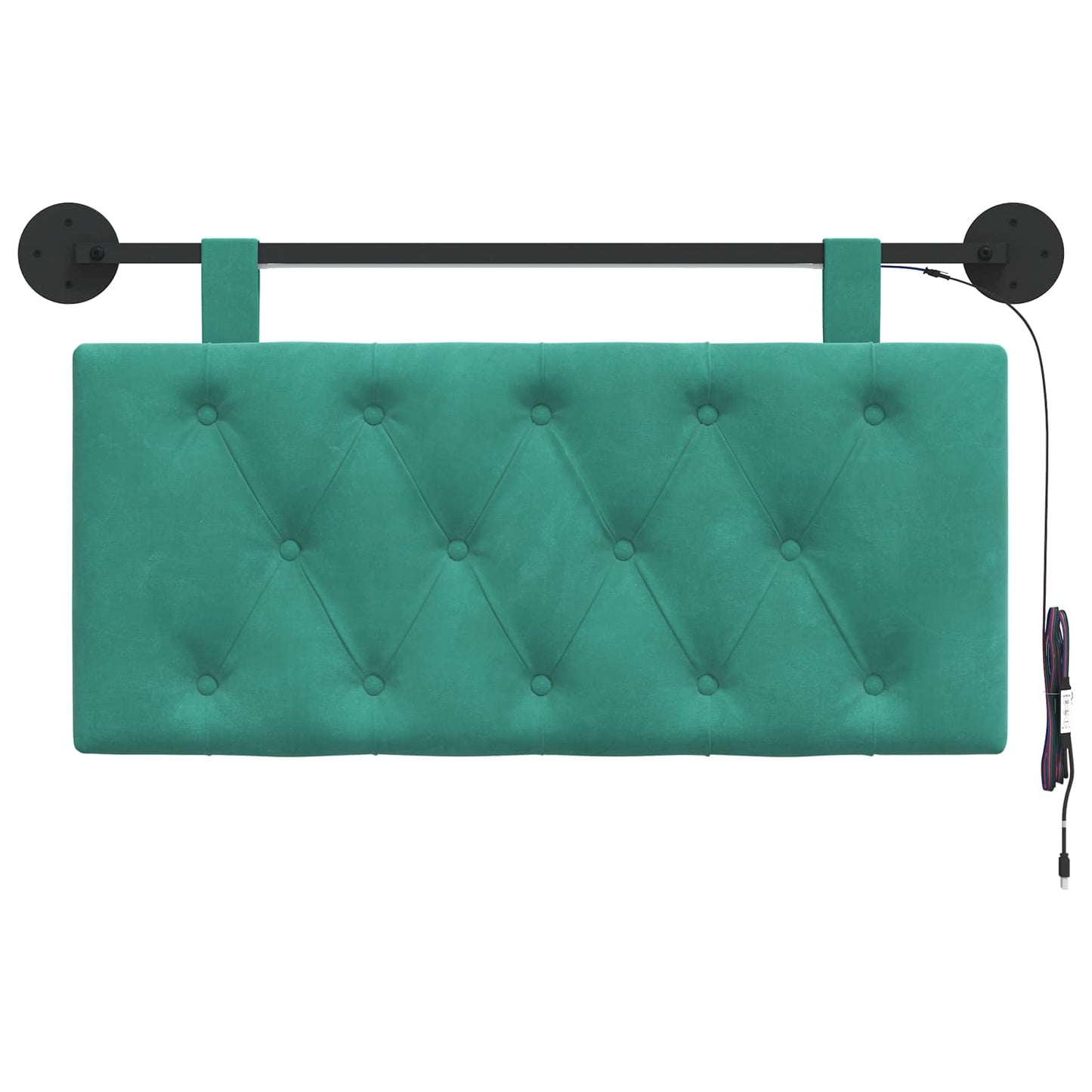 Hangend hoofdbord Met LED-verlichting Turquoise Fluweel