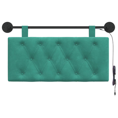 Hangend hoofdbord Met LED-verlichting Turquoise Fluweel